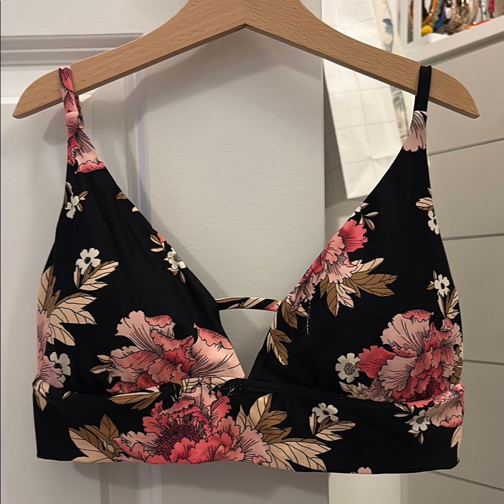 Billabong Mellow Luv Floral Black and Pink Bikini Top